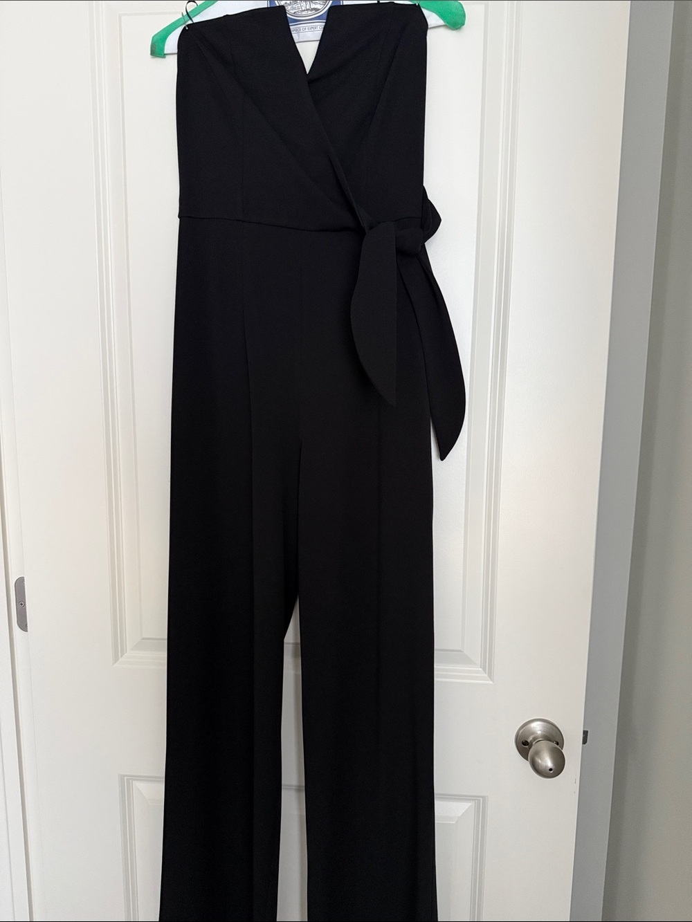 Alya Black Strapless Wrap-Front Jumpsuit with Side Tie